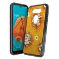 Capsule Case Compatible with LG Fortune 3 [Hybrid Gel Design Slim Thin Fit Soft Grip Black Case Protective Cover] for LG Fortune 3 Cricket Wireless Phone LMK300AM - (Golden Flower)