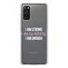 DistinctInk Clear Shockproof Hybrid Case for Galaxy S20 / S20 5G (6.2 Screen) - TPU Bumper Acrylic Back Tempered Glass Screen Protector - I Am Strong I Am Beautiful I Am Enough