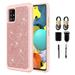 Value Pack + for Samsung Galaxy A71 5G (NOT FIT SAMSUNG A71) with Tempered Glass Glitter Hard Case Hybrid Cell Phone Case Glitter Shock proof Edge Slim Bumper Scratch Cover (Rose Gold)