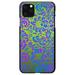 DistinctInk Case for iPhone 11 Pro (5.8 Screen) - Custom Ultra Slim Thin Hard Black Plastic Cover - Green Purple Blue Floral Pattern