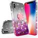 Glitter Phone Case Kickstand Apple iPhone XS Max Apple A1921 Case Ring Stand Liquid Floating Quicksand Bling Sparkle Protective Girls Women for iPhone XS Max - (Black/Hot Pink Gradient)