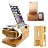 Charging Dock Stand Station Bamboo Base Charger Holder For Apple Watch iWatch iPhone Bamboo