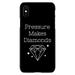 DistinctInk Case for iPhone XR (6.1 Screen) - Custom Ultra Slim Thin Hard Black Plastic Cover - Pressure Makes Diamonds - Black White - Inspirational Quote