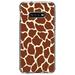 DistinctInk Clear Shockproof Hybrid Case for Samsung Galaxy S10e (5.8 Screen) - TPU Bumper Acrylic Back Tempered Glass Screen Protector - Brown Tan Beige Giraffe Skin Spots - Animal Print