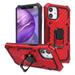 Apple iPhone 12 Pro iPhone 12 /6.1 Phone Case with Impact Resistant Metal Ring Kickstand Magnetic Armor Hybrid Heavy Duty Rugged Hard TPU Shockproof Ring Red Cover for Apple iPhone 12 /12 Pro