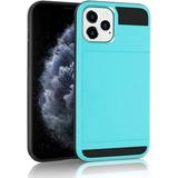 Mignvoa iPhone 12 6.1 inch Case With Credit Card Holder Slim Armor Dual Layer Heavy Duty Protection Shockproof Anti-Scratch Soft Rubber Wallet Case For iPhone 12 / iPhone 12 Pro 6.1 inch-Blue