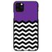 DistinctInk Case for iPhone 11 Pro MAX (6.5 Screen) - Custom Ultra Slim Thin Hard Black Plastic Cover - Black White Purple Chevron - Black White Chevron Stripes