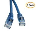 eDragon 3 Pack Cat5e Blue Ethernet Patch Cable Snagless/Molded Boot 10 Feet