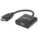 Manhattan 151467 HDMI to VGA Converter HDMI Male to VGA Female Optional USB Micro-B Power Port Black