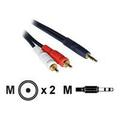 C2G 3ft Velocity One 3.5mm Stereo Male to Two RCA Stereo Male Y-Cable - RCA Male - Mini-phone Male - Blue