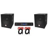 2 Rockville PBG18 18 2000w 8 Ohm Pro Audio Subwoofers+2-Channel Power Amplifier