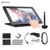 BOSTO 16HDT Portable 15.6 Inch H-IPS LCD Graphics Drawing Tablet Display Support Capacitive Touchscreen 8192 Pressure Level Active Technology USB-Powered Low Consumption Drawing Tablet with Interactiv