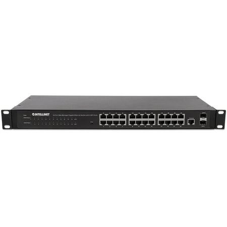 Intellinet 24-Port Web-Managed Gigabit Ethernet Switch with 2 SFP Ports | Fanless | VLAN SNMP 802.1X | NDAA