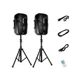 Pyle Active/Passive Bluetooth PA Dual Loudspeaker Sound System Kit & Microphones