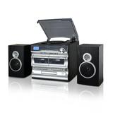 Trexonic 3-Speed Turntable With CD Player Double Cassette Player Bluetooth FM Radio & USB/SD Recording