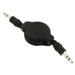 3 Feet Retractable Mini 3.5mm Plug Male to Male Stereo Auxiliary Aux Cord Cable For LG Nexus 4 E960 (T-Mobile) - Black