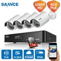 SANNCE 1080P 2-Megapixel (1920 x 1080p) POE Video Security System and (4) 1920TVL Outdoor Bullet IP Cameras with 100ft Night Vision Weatherproof Metal Housing Power over Ethernet 1TB HDD