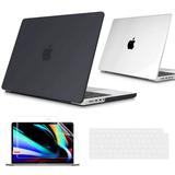 For Macbook Pro 14 inch Case 2023 2022 2021 Release M3 A2918 A2992 M2 A2779 A2442 M1 Pro/Max Chip with Touch ID IC ICLOVER Hard Cover Shell & Keyboard Cover & Screen Protector Black