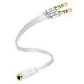 Headphone Splitter Stereo Audio Jack Splitter Cable For Computer 3.5mm Female to 2 Dual 3.5mm Male Headphone Mic Audio Y Splitter Cable Smartphone Headset to PC Adapter (White)