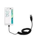 Coiled Power Hot Sync USB Cable suitable for the Sony Xperia XA Ultra with both data and charge features - Uses Gomadic TipExchange Technology