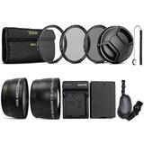 58mm Lens Accessory Kit Bundle + Replacement LP-E10 Battery for Canon EOS 1100D 1200D Rebel T5 T3