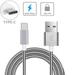 T-Mobile LG G7 ThinQ Metal Braided Type-C USB Cable Charging Power Sync Wire 6ft Long USB-C Data Cord [Silver] B4Y