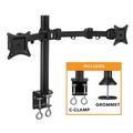 Mount-It! Dual Monitor Mount Desk Stand | Fits 2 Computer Screens 19-27 Inches | C-Clamp and Grommet Base