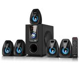 beFree Sound BFS-400 5.1 Channel Surround Sound Bluetooth Speaker System in Black and Blue
