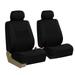 FH Group Light & Breezy Flat Cloth Car Seat Cover Set For Car Truck SUV Van Black - Front
