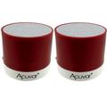 2 Acuvar Wireless Rechargeable Mini Speaker Pods with Micro SD Card Reader and USB Compatibility (Red)