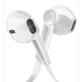 Headphones with Microphone Certified PowerStereo Flat Wired 3.5mm In-Ear Earphones Control Crystal Sound Earbuds for iPhone iPad iPod Laptop Tablet Android LG Smartphones (White) 1 Pack