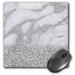 3dRose Luxury Grey Silver Gem Stone Marble Glitter Metallic Faux Print - Mouse Pad 8 by 8-inch