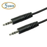 Cables Unlimited 6 feet 3.5mm Male to Male Stereo Audio Cable with nickel plated Plugs for DVD players laptops portable CD players MP3 players iPods PCs - ( 5 Pack )