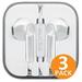 Headphones 3-Pack in-Ear Earbuds Earphones to 3.5mm Compatible iPhone iPad iPod Android Stereo Earphone Wired Active Noise Cancelling Mic Remote Control (White)
