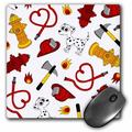 3dRose Cute Fireman - Firefighter Love Pattern White Mouse Pad 8 by 8 inches