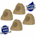 Theater Solutions 4R4S Outdoor Sandstone Rock 4 Speaker Set for Yard Patio Pool Spa