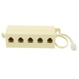 Unique Bargains 6P4C RJ11 5 Way Outlet Modular Jack Telephone Line Adapter Splitter Cable