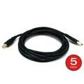 Monoprice USB Type-A to USB Type-B 2.0 Cable - 10 Feet - Black (5 Pack) 28/24AWG Gold Plated Connectors For Printers Scanners and other Peripherals