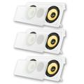 Acoustic Audio HD-6c Flush Mount Speakers Dual 6.5 Woofers In Wall 3 Pack