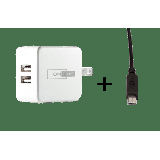OMNIHIL Replacement 2-Port USB Charger+(30FT)MICRO-USB for KEF SPACE ONE Wireless