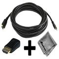 olympus sz-12 compatible 15ft hdmi to hdmi mini connector cable cord plus hdmi male to hdmi mini female adapter with huetron microfiber cleaning cloth