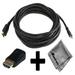 Olympus PEN E-P3 Compatible 15ft HDMIÂ® to HDMIÂ® Mini Connector Cable Cord PLUS HDMIÂ® Male to HDMIÂ® Mini Female Adapter with Huetron Microfiber Cleaning Cloth