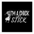 DistinctInk Custom Bumper Sticker - 4 x 4 Decorative Decal - Black Background - I m a Chick with a Stick Golf