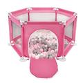 Selonis Hexagon 6 Side Play Pen with 900 Balls, Pink:Pearl/Grey/Transparent/Powder Pink