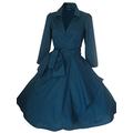 look for the stars Vintage 40's 50's Style Rockabilly/Swing/Pin up Cotton Wrap Evening Party Cocktail Dress Sizes 4-28 (22, Teal)