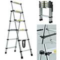 4+5-Step Ladder Telescopic Folding Step with Handgrip Anti-Slip Sturdy 330lbs Stepladder Aluminum Multi-Purpose for Household Office 5 Tread Ladders