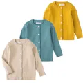 Cardigan tricoté en coton pour garçons et filles haut pour enfants de 1 à 7 ans couleur unie