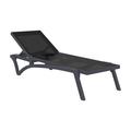 Compamia Pacific Chaise Lounge with Black Sling in Dark Gray