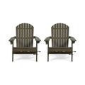 Noble House Bellwood Acacia Wood Folding Adirondack Chairs (Set of 2) Gray