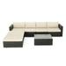 GDF Studio Seneca Outdoor 7 Piece Wicker Sectional Sofa Multibrown